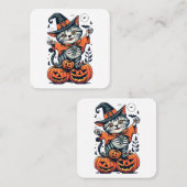 Happy Halloween Witch Cat Vierkante Visitekaartje (Voorkant / Achterkant)