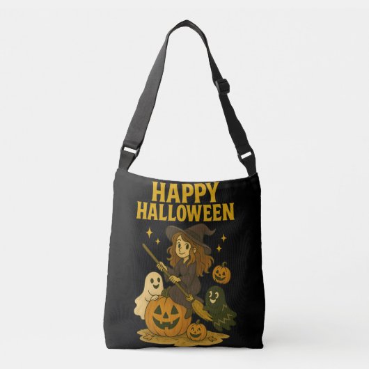 Happy Halloween Witch Crossbody Tas (Voorkant)