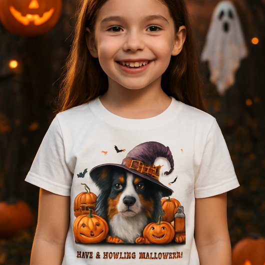 Happy Halloween Witch Dog en pompoenen T-shirt