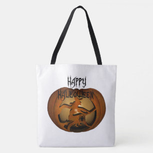 Happy Halloween Witch en Pumpkin Tote Bag