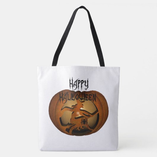 Happy Halloween Witch en Pumpkin Tote Bag (Voorkant)