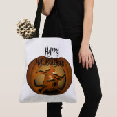 Happy Halloween Witch en Pumpkin Tote Bag (Dichtbij)