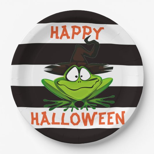 Happy Halloween Witch Frog Papieren Bordje (Voorkant)