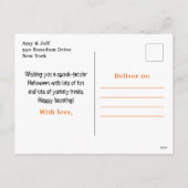 Happy Halloween Witch Ghost Sinaasappel Feestdagenkaart (Achterkant)