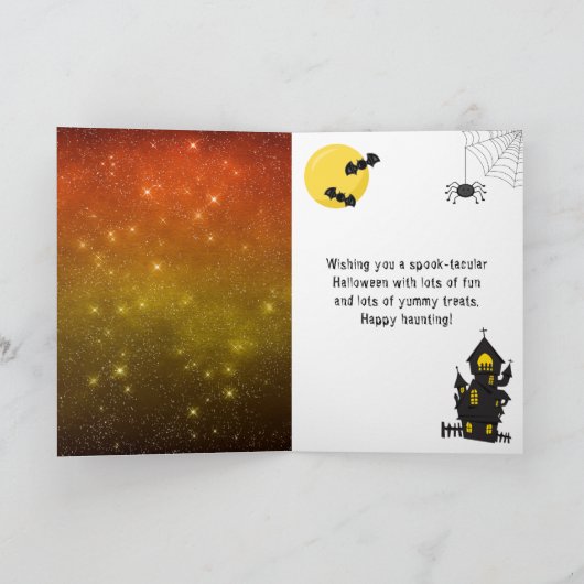 Happy Halloween Witch Ghost Sinaasappel Kaart (Binnen)