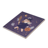 Happy Halloween Witch & Ghosts Tegeltje (Zijkant)