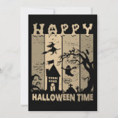 Happy Halloween Witch House Ghost Cemetery Sepia Kaart (Voorkant)