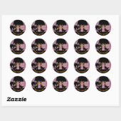 Happy Halloween Witch Legs Black Cat Paars Ronde Sticker (Vel)