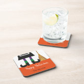 Happy Halloween Witch Legs & Broom gepersonaliseer Bier Onderzetter (Rechterzijde)