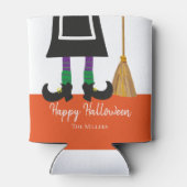 Happy Halloween Witch Legs & Broom gepersonaliseer Blikjeskoeler (Achterkant)