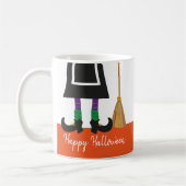Happy Halloween Witch Legs & Broom gepersonaliseer Koffiemok (Links)