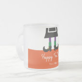 Happy Halloween Witch Legs & Broom gepersonaliseer Matglas Koffiemok (Voorkant links)