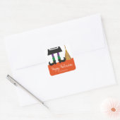 Happy Halloween Witch Legs & Broom gepersonaliseer Vierkante Sticker (Envelop)