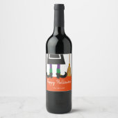 Happy Halloween Witch Legs & Broom gepersonaliseer Wijn Etiket (Voorkant)