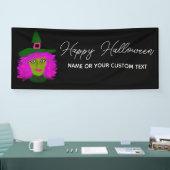 Happy Halloween Witch Modern Script gepersonalisee Spandoek (Beurs)