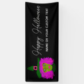 Happy Halloween Witch Modern Script gepersonalisee Spandoek (Verticaal)