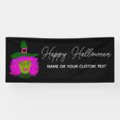 Happy Halloween Witch Modern Script gepersonalisee Spandoek (Horizontaal)