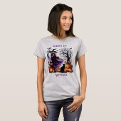 Happy Halloween Witch Moon "Black Cat" T-shirt (Voorkant volledig)