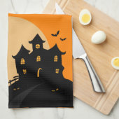 Happy Halloween Witch op een bezem Theedoek (Quarter Fold)
