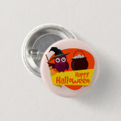 Happy Halloween Witch Owl | PIN-Button Ronde Button 3,2 Cm (Voorkant /achterkant)