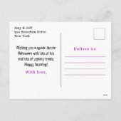 Happy Halloween Witch Paars Feestdagenkaart (Achterkant)