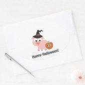 Happy Halloween! Witch Pig Ovale Sticker (Envelop)