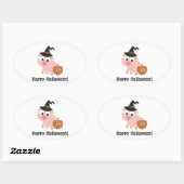 Happy Halloween! Witch Pig Ovale Sticker (Vel)