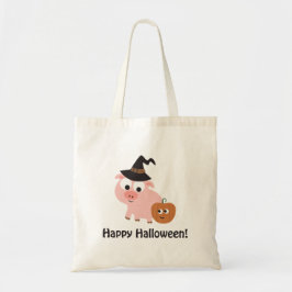 Happy Halloween! Witch Pig Tote Bag