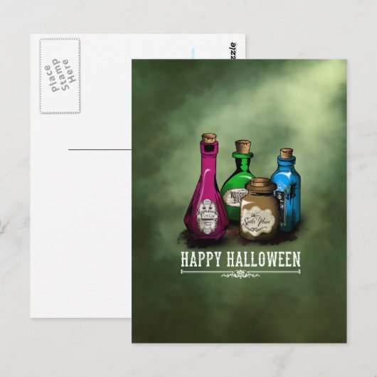 Happy Halloween! Witch Potion Fles Briefkaart (Voorkant / Achterkant)