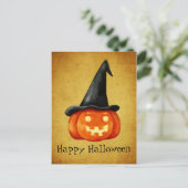 Happy Halloween Witch Pumpkin Briefkaart (Staand voorkant)