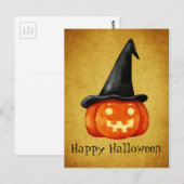 Happy Halloween Witch Pumpkin Briefkaart (Voorkant / Achterkant)