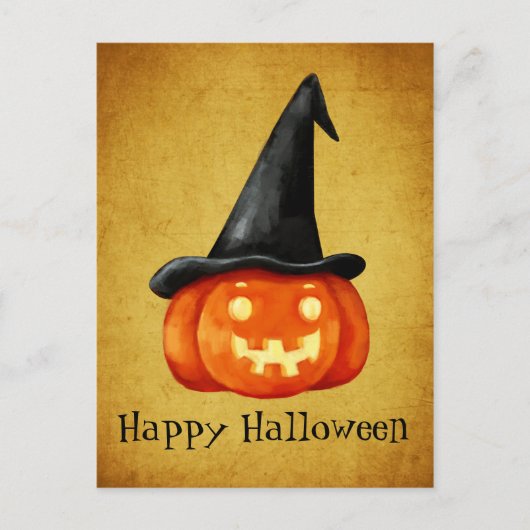 Happy Halloween Witch Pumpkin Briefkaart (Voorkant)