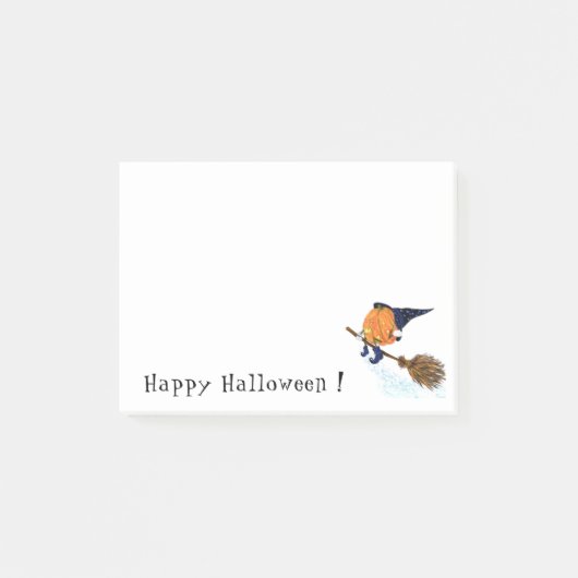 Happy Halloween Witch Pumpkin Flying Broom - Fun Post-it® Notes (Voorkant)