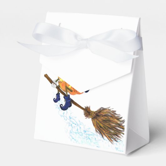 Happy Halloween Witch Pumpkin-vliegende kamer - gr Bedankdoosjes (Voorkant Zijde)