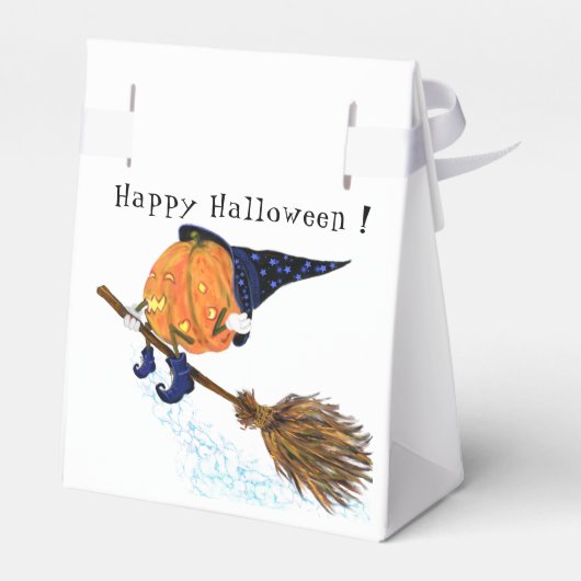 Happy Halloween Witch Pumpkin-vliegende kamer - gr Bedankdoosjes (Achterkant)
