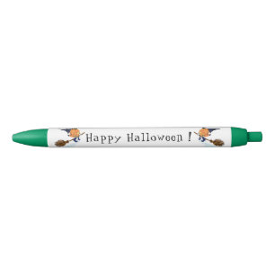 Happy Halloween Witch Pumpkin-vliegende kamer - gr Blauwe Inkt Pen