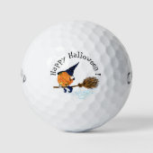 Happy Halloween Witch Pumpkin-vliegende kamer - gr Golfballen (Voorkant)