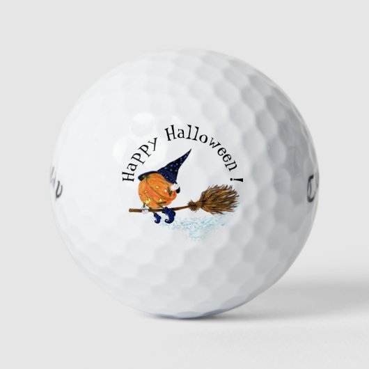 Happy Halloween Witch Pumpkin-vliegende kamer - gr Golfballen (Voorkant)