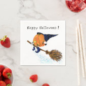 Happy Halloween Witch Pumpkin-vliegende kamer - gr Servet (Insitu)