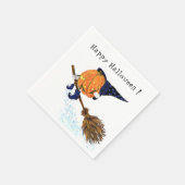 Happy Halloween Witch Pumpkin-vliegende kamer - gr Servet (Hoek)