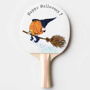 Happy Halloween Witch Pumpkin-vliegende kamer - gr Tafeltennisbatje