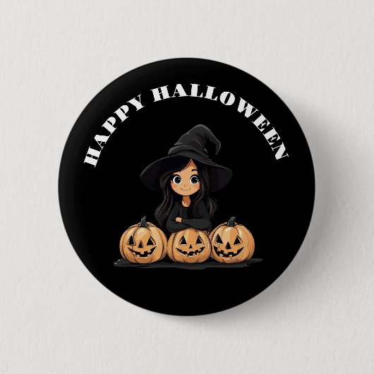 Happy Halloween Witch Ronde Button 5,7 Cm (Voorkant)