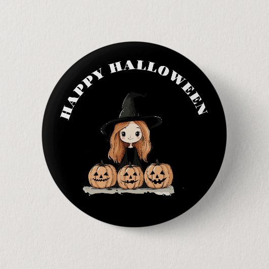 Happy Halloween Witch Ronde Button 5,7 Cm (Voorkant)