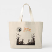 Happy Halloween Witch Silhouette Design Grote Tote Bag (Achterkant)