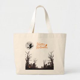 Happy Halloween Witch Silhouette Design Grote Tote Bag