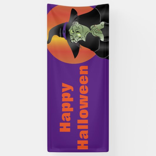 Happy Halloween Witch Spandoek (Verticaal)