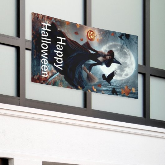 Happy Halloween Witch Spandoek (Buitenkant Gebouw)