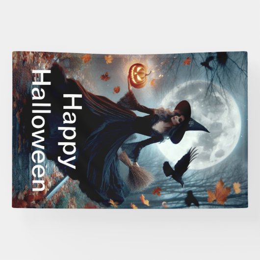 Happy Halloween Witch Spandoek (Horizontaal)