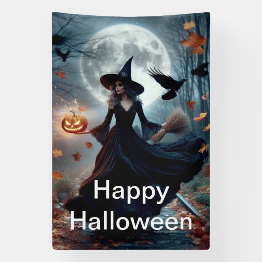 Happy Halloween Witch Spandoek (Verticaal)