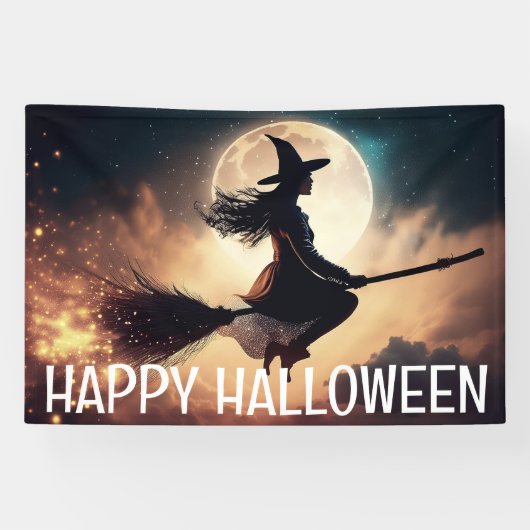 Happy Halloween Witch Spandoek (Horizontaal)